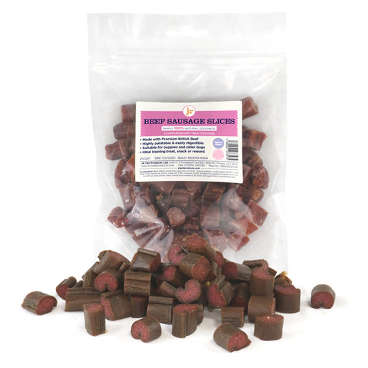 JR Pet Products British Sliced Beef Sausages 250g