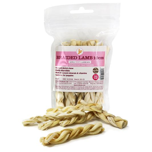 JR Pet Products Braided Lamb 10cm 100g