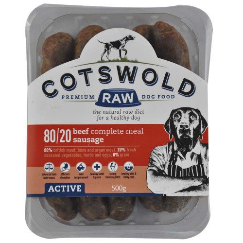 Cotswold Raw Beef Sausages 80/20 Active 500g