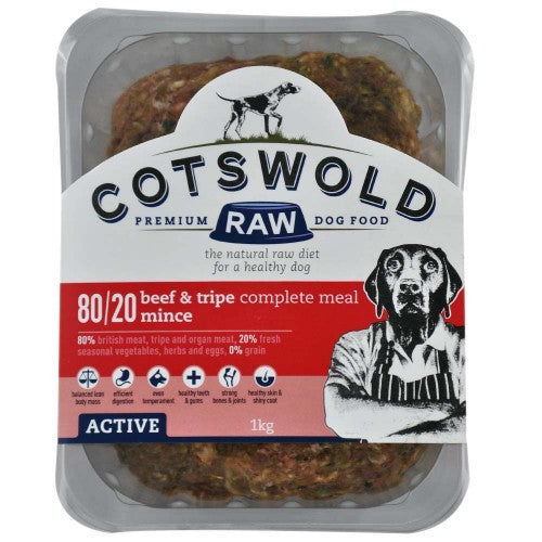 Cotswold Raw Beef & Tripe 80/20 Active Mince 1kg