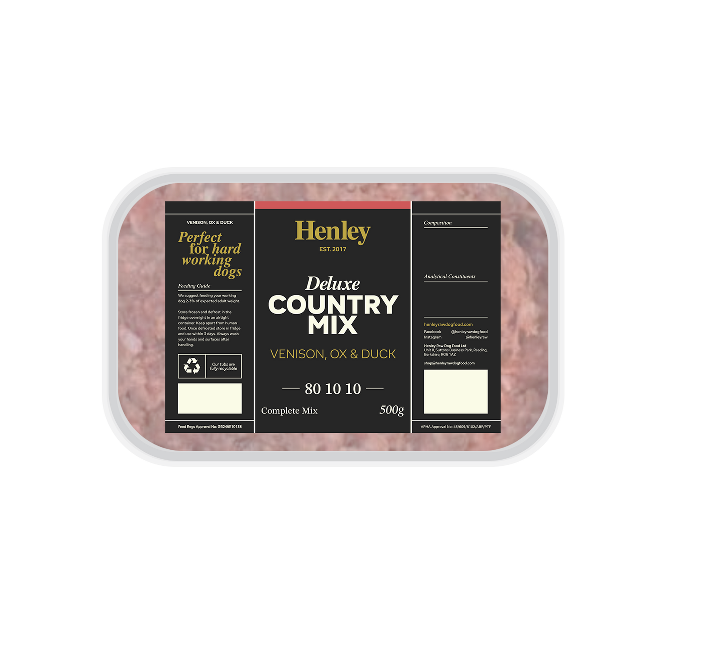 Henley Raw Deluxe Country Mix 80/10/10 500g