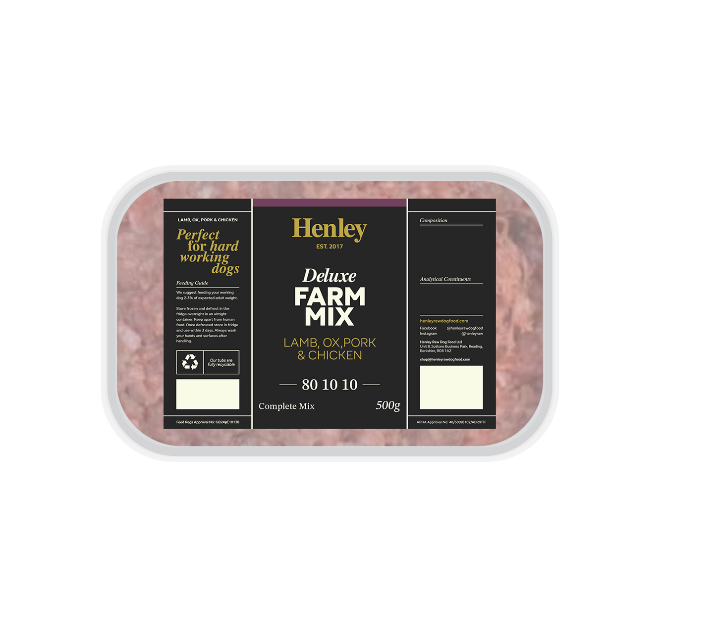 Henley Raw Deluxe Farm Mix 80/10/10 500g