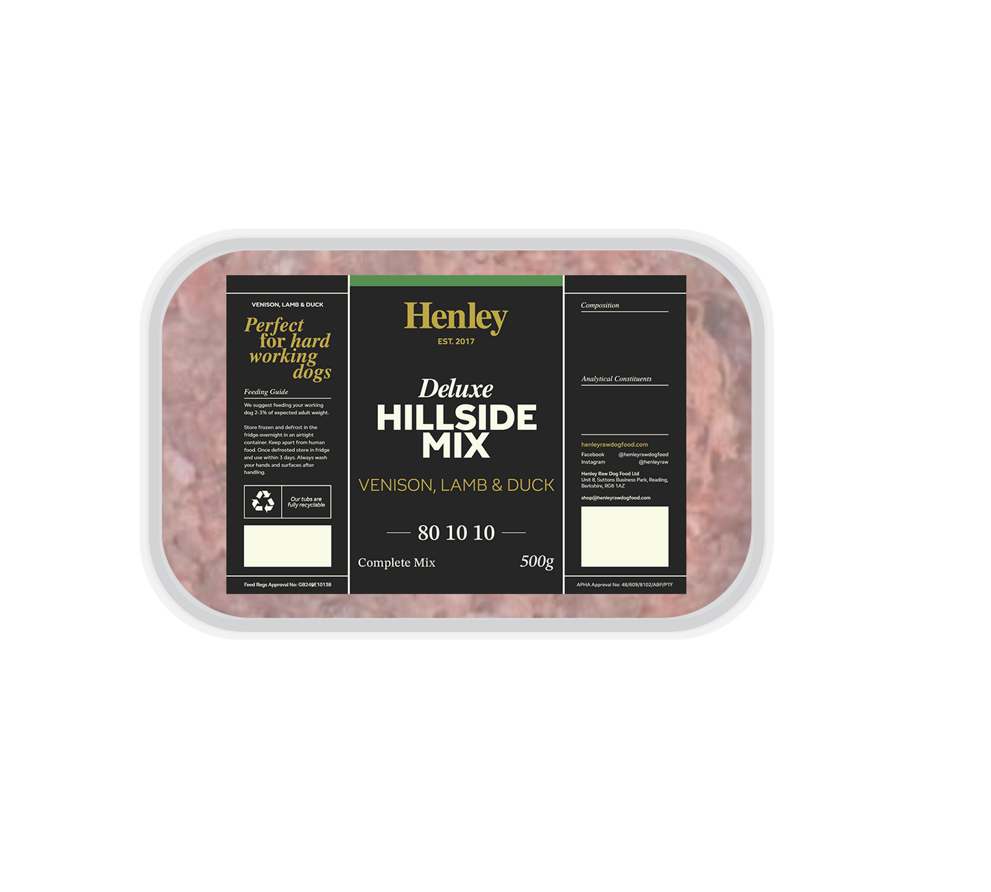 Henley Raw Deluxe Hillside Mix 80/10/10 500g