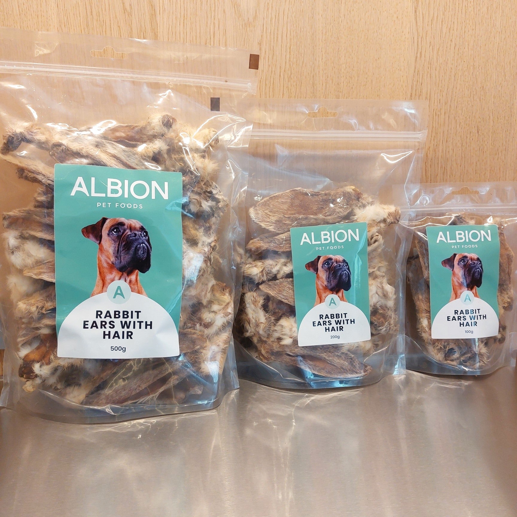 Rabbit Ears with Hair 100g – South Downs Raw