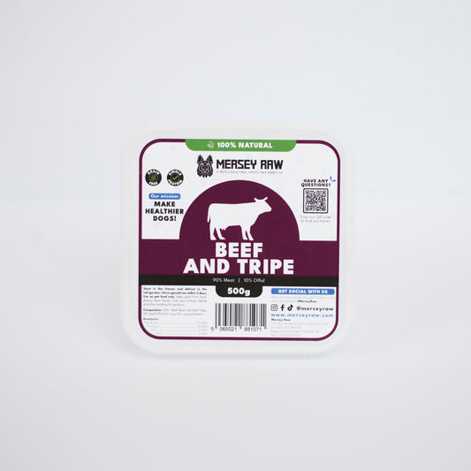 Mersey Raw Boneless Beef & Tripe 500g